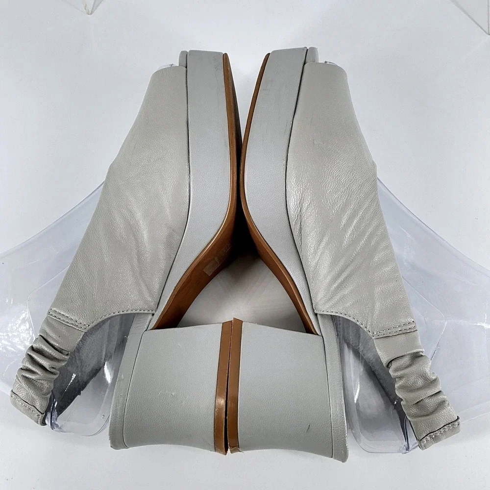 Jeffrey Campbell Size 6.5 Gray Leather Slingback Extendo‎ Platform Heels Sandals